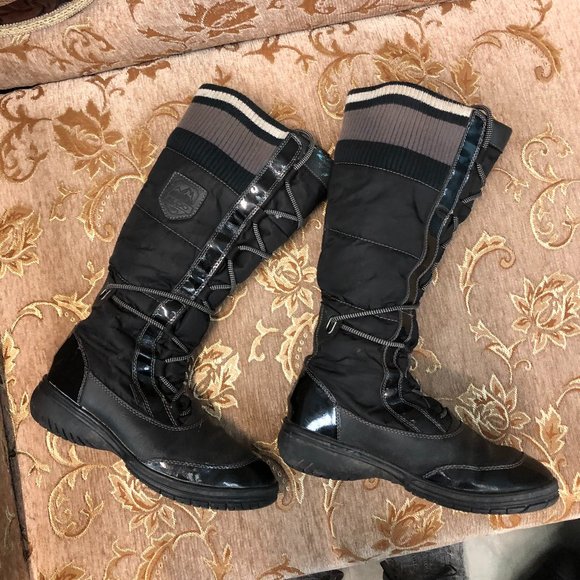 Lace-Up Knee High Patent & Leather Aldo Rain Boots - Picture 4 of 16